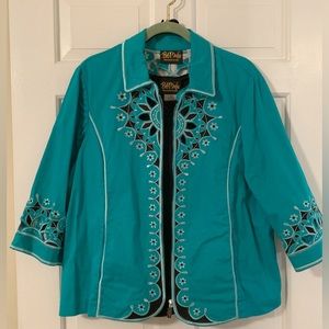 2 pieces Bob Mackie Wearable Art blazer and top